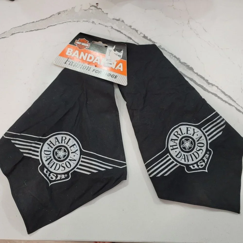 Harley Davidson motorcycle dog bandana set of 2. one is NWT the other one used.